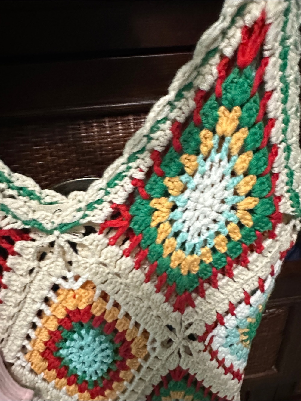 Multicolor Crochet Maxi Dress with Fringe - Picture 2 of 3